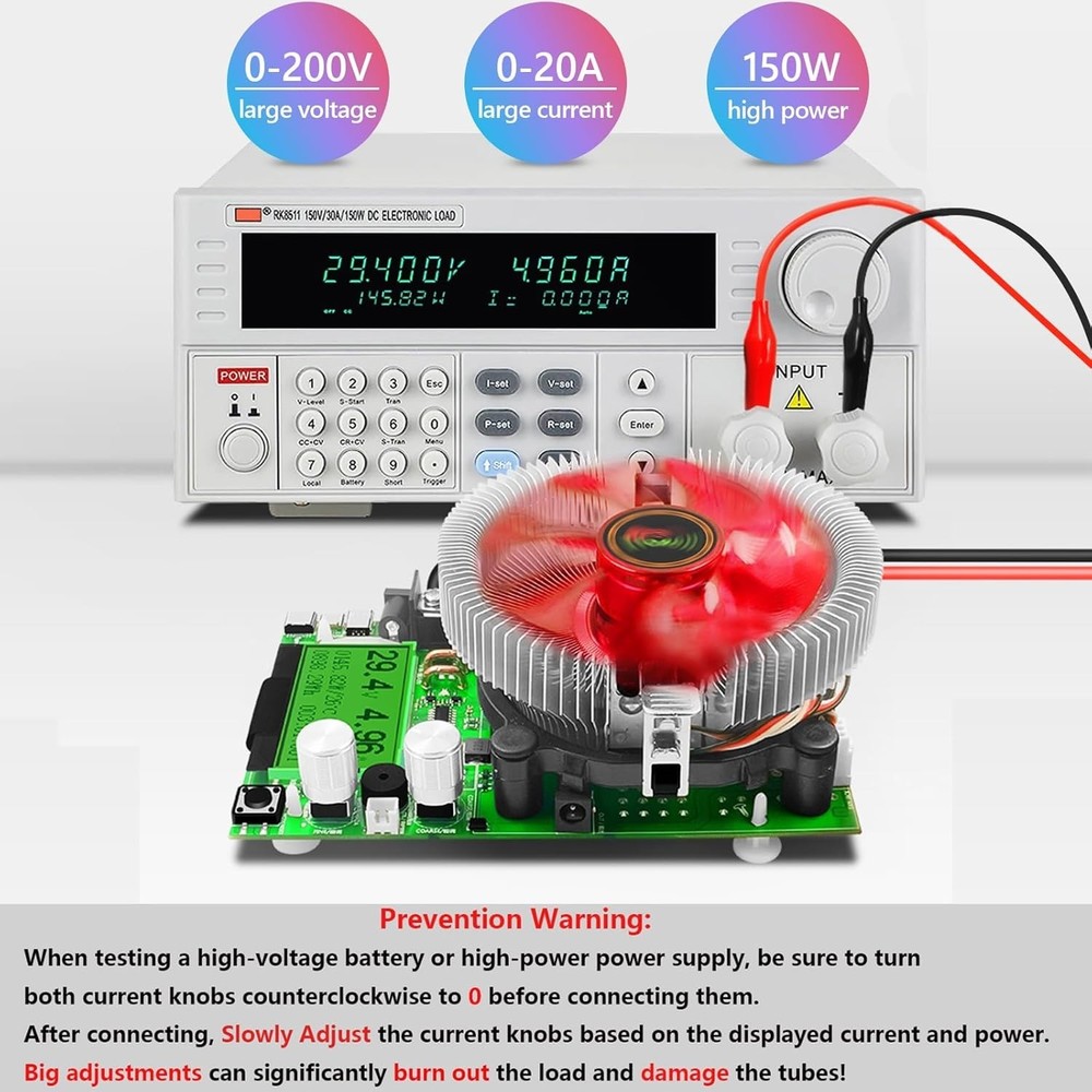 Smart USB Load Tester 150W 200V 20A Electronic Resistor Constant Current Module