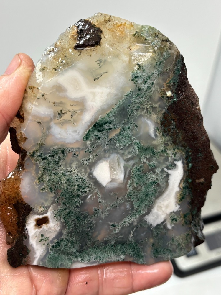 Semi-translucent Moss Agate Slab Cabbing Lapidary Carving Combo Ship Avail