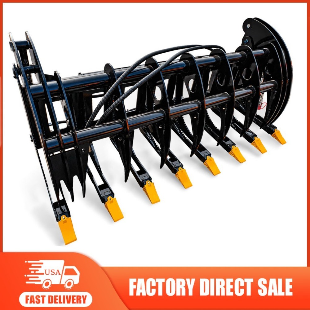 Grabber Attachment For Bobcat Skid Steer 72" Root Rake Clam Grapple