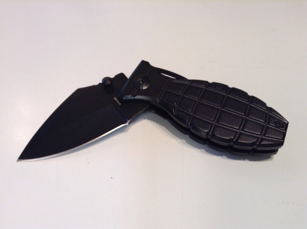 Black "Grenade" Folding Pocketknife