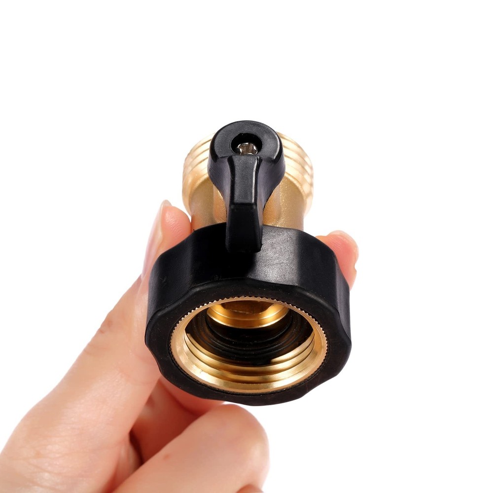 Garden Hose Shut Off Valve, Solid Brass Construction, 2PCS Set, Black