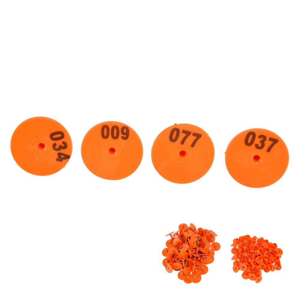 (Orange)Cattle Numbered Ear Tag Convenient Identification Dog Marker Label With