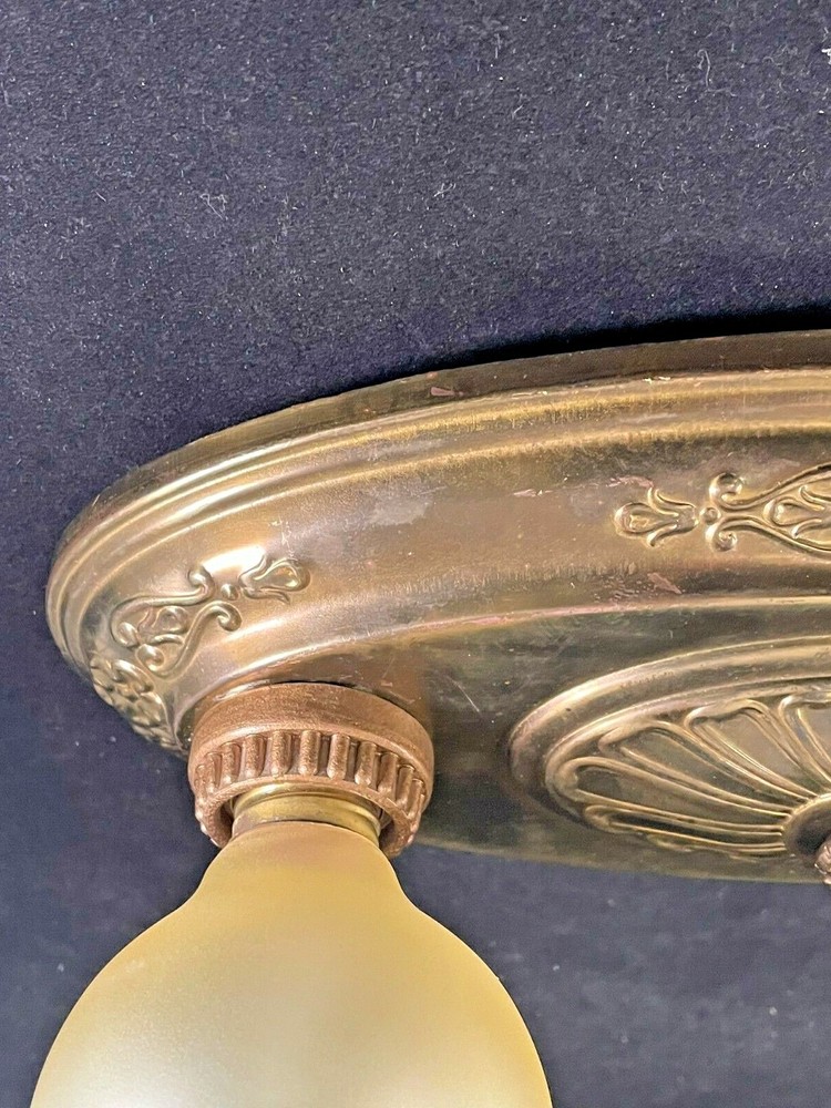 Antique Brass 2 Light Flush Mount Fixture #1