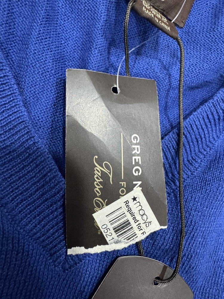 NWT! Greg Norman Lightweight Cotton Pullover Golf Sweater Vest Sz Small Blue
