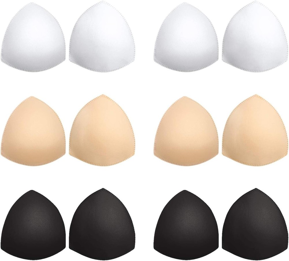 Awpeye Bra Pads Inserts 6 Pairs, Cups Inserts, Removable Breast Black