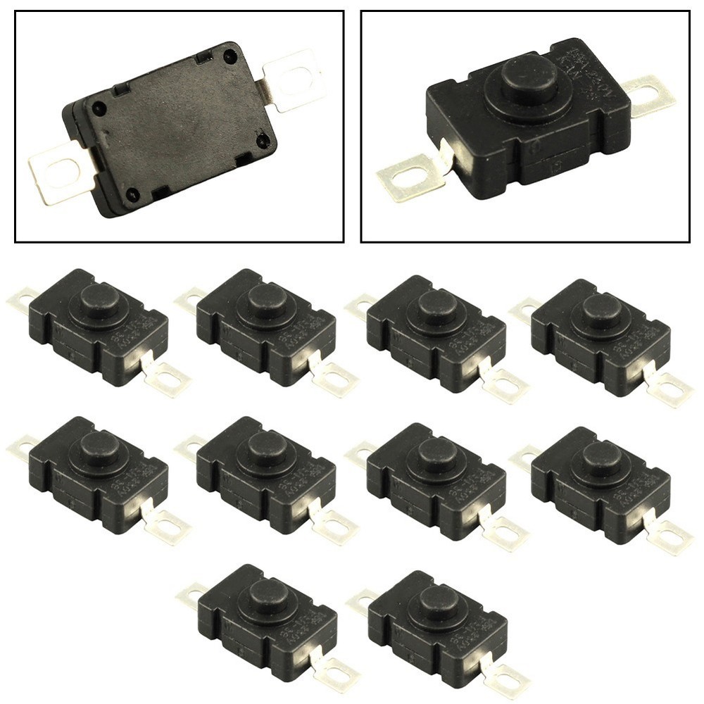 10pcs Replacement Flashlight Switch KAN28 1.5A250V Self Locking 18x12mm