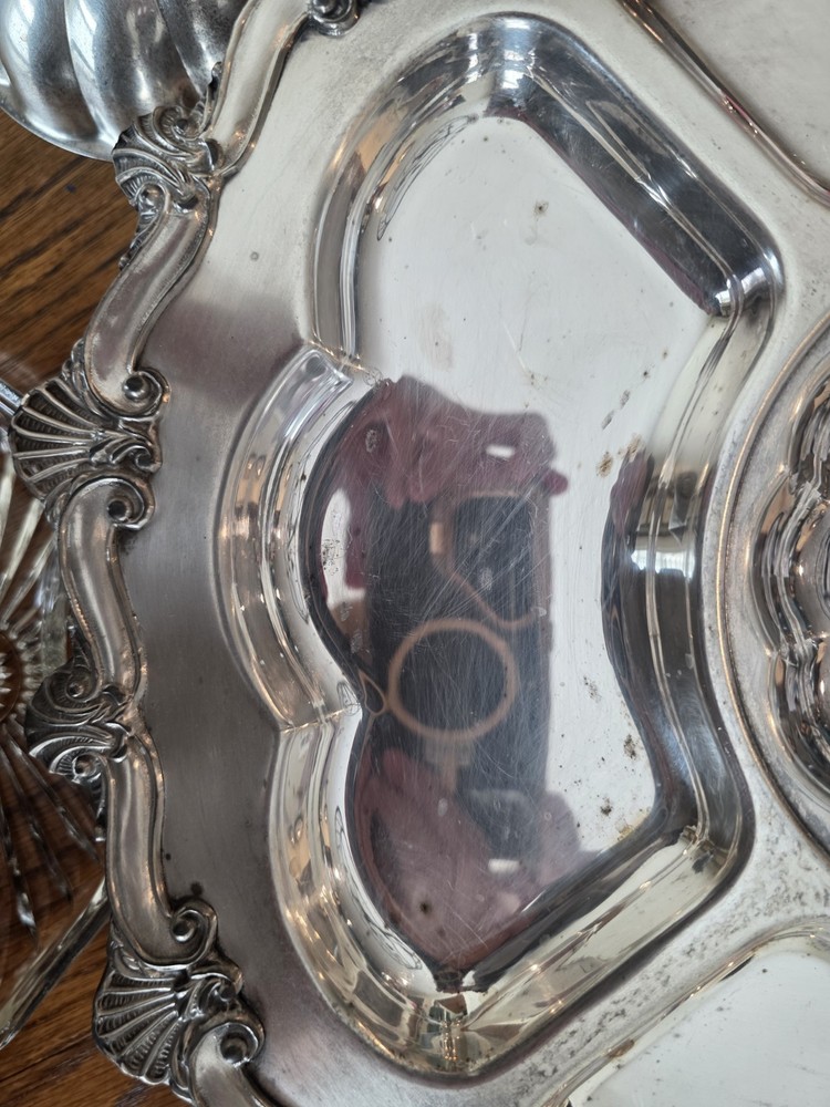 Vintage Silver plated Lazy Susan With Glass Inserts