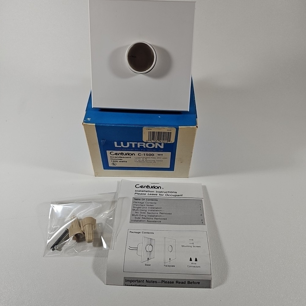 Lutron Centurion C-1500-WH 1500W Dimmer Single Pole White 120V