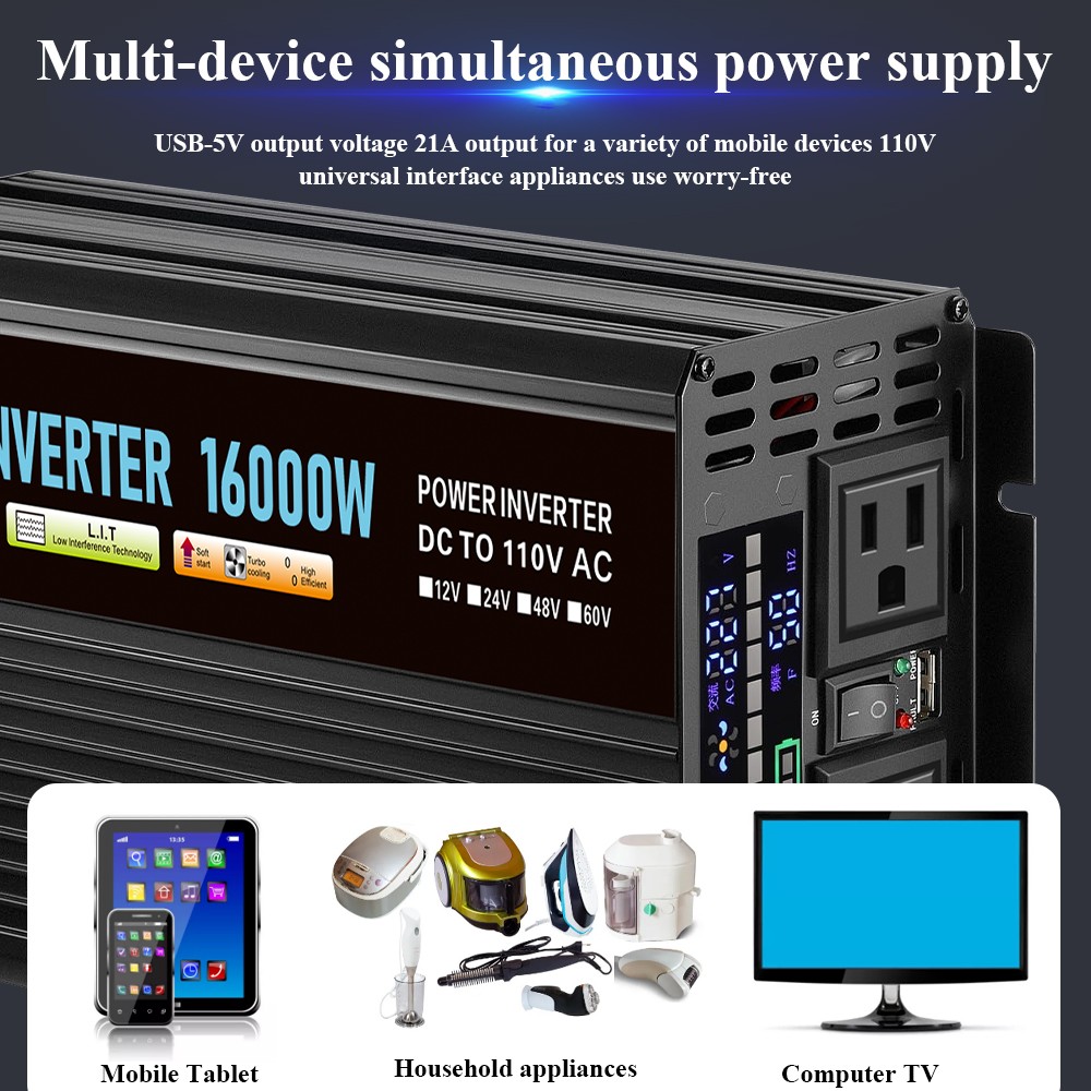 16000W Complete Solar Power Generator 100A Solar Panel Kit Home 110V Grid System