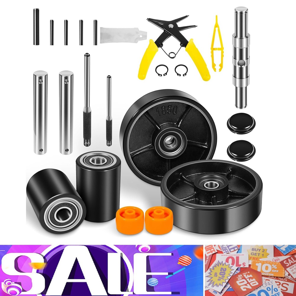 for Crown PTH50 Pallet Jack Full Replacement Kit Steering Wheels Front Load 7"x2