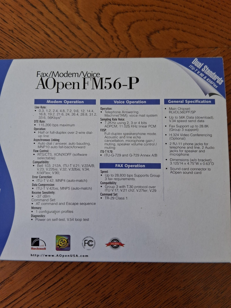 Fax/Modem/Voice AOpen FM596-P from Component Solutions