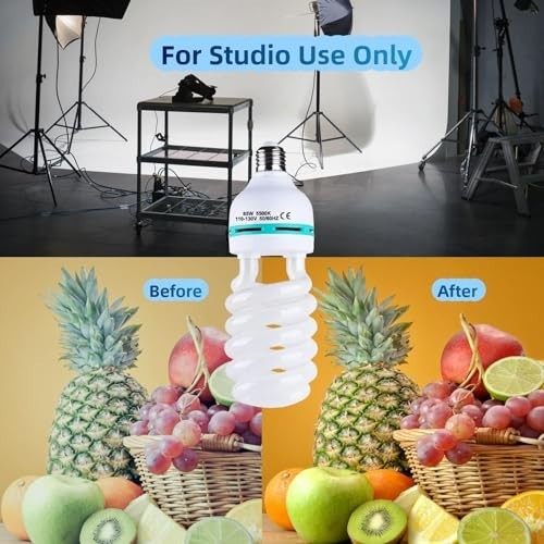 85W CFL Daylight Light Bulb 5500K Spiral Softbox Photography Kit E27/E26 Socket