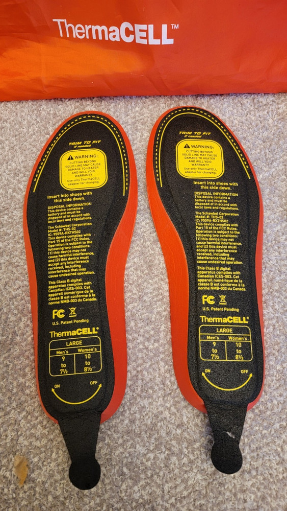 Thermacell Rechargeable Heated Insoles w/ Wireless Remote Control Large WORKING