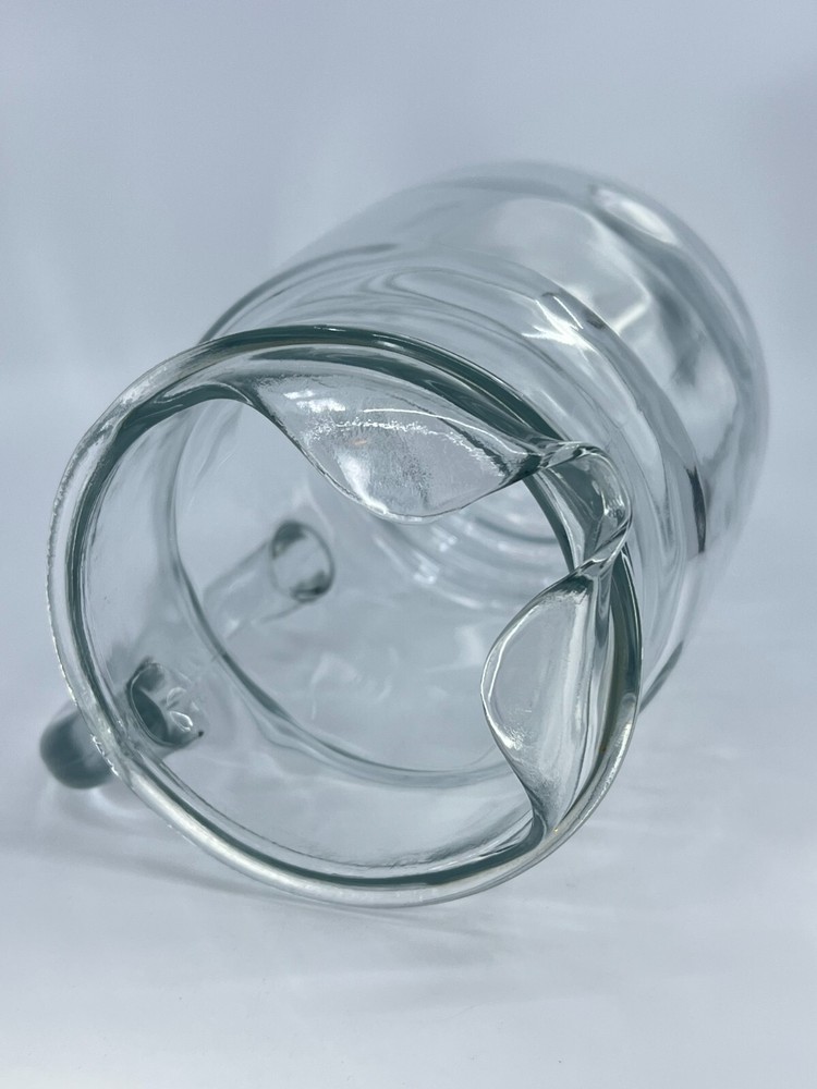 Vintage Anchor Hocking Monogrammed “B” Iced Tea Pitcher Ribbed Pattern Ice Guard