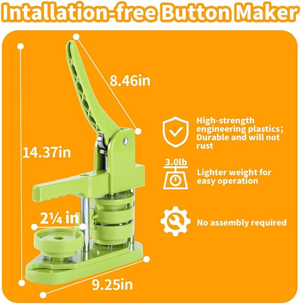 Button Maker Machine 2.25 in Installation-Free, DIY Button Pin Maker Machine,...