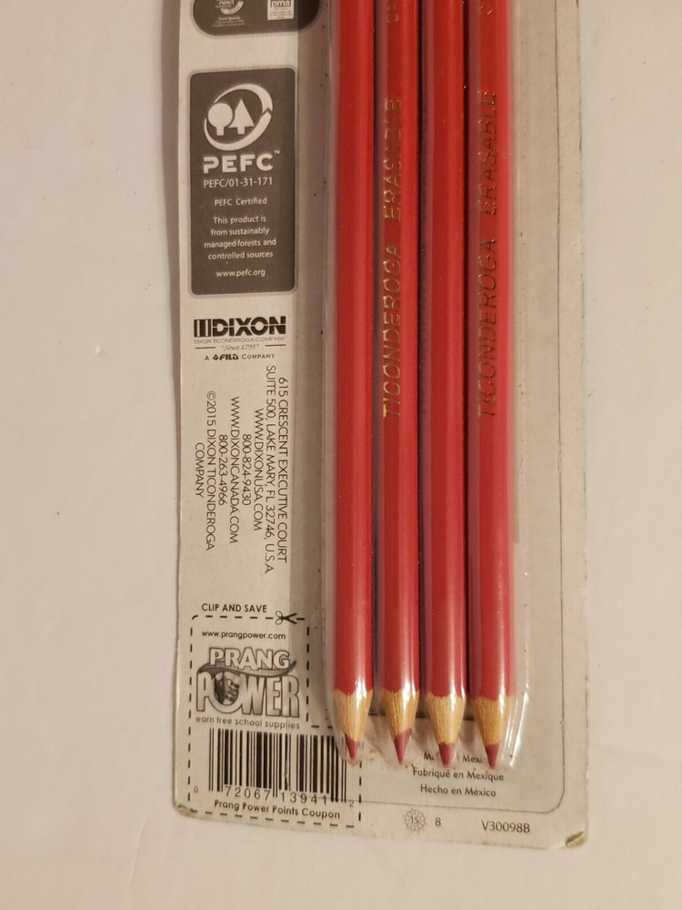 4-Pack Ticonderoga Red Erasable Checking Pencil NEW