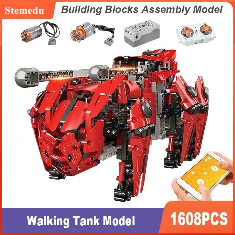 Motorized Walking Tank Building Ki, Remote Control RC APP Controlled Model Toys