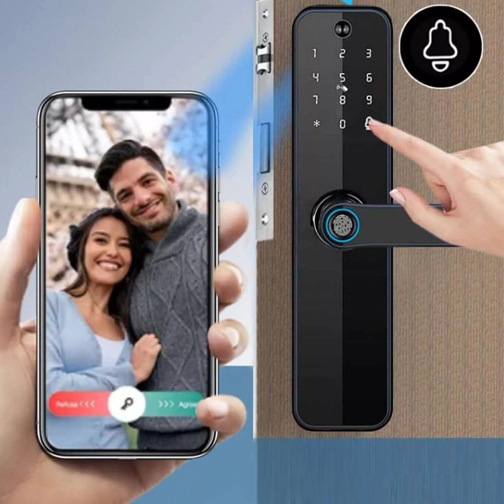 Face Recognition Tuya Wifi Smart Door Lock Visual Intercom Fingerprint