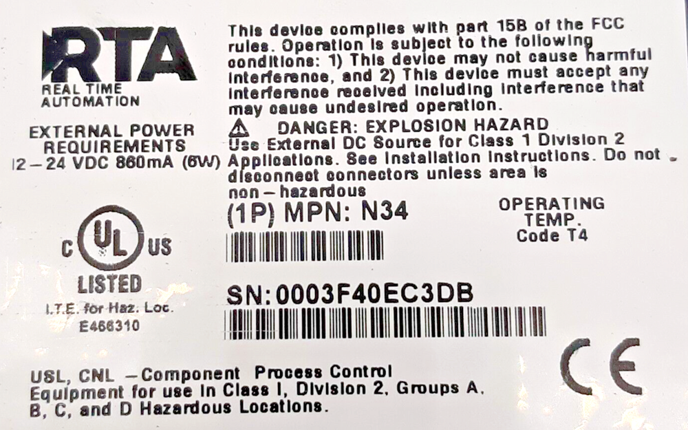 RTA 460MMBMS-N34 Protocol Gateway