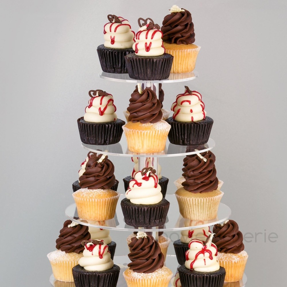 5 Tier Acrylic Cupcake Stand, Extra Thick 5mm Base Cupcake Tower Cake Stand
