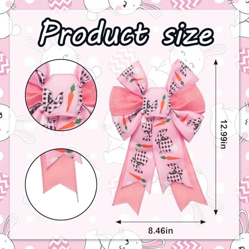 Large Easter Wreath Bows,Spring Easter Bunny Rabbit Bows for Wreath Bow Decor