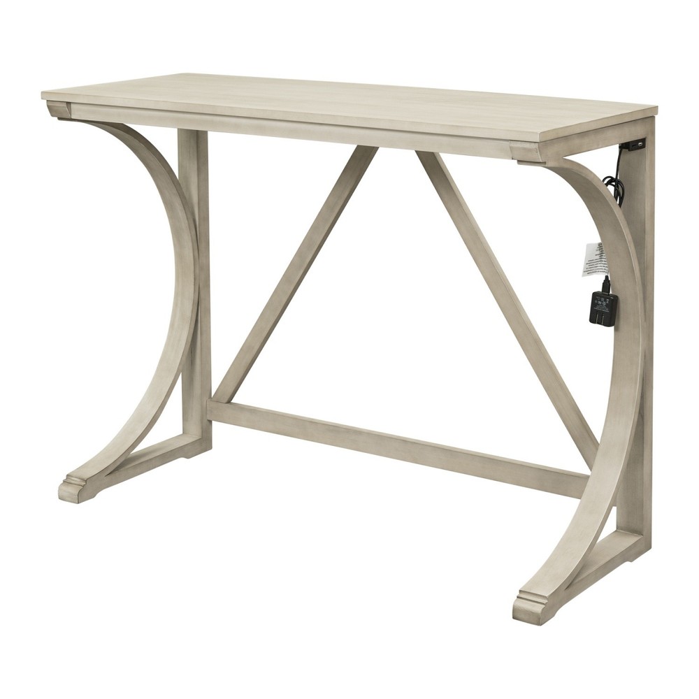 Rustic 3 Piece Counter Height Table Set Small Spaces w/ 2 Bar Stools & USB Port
