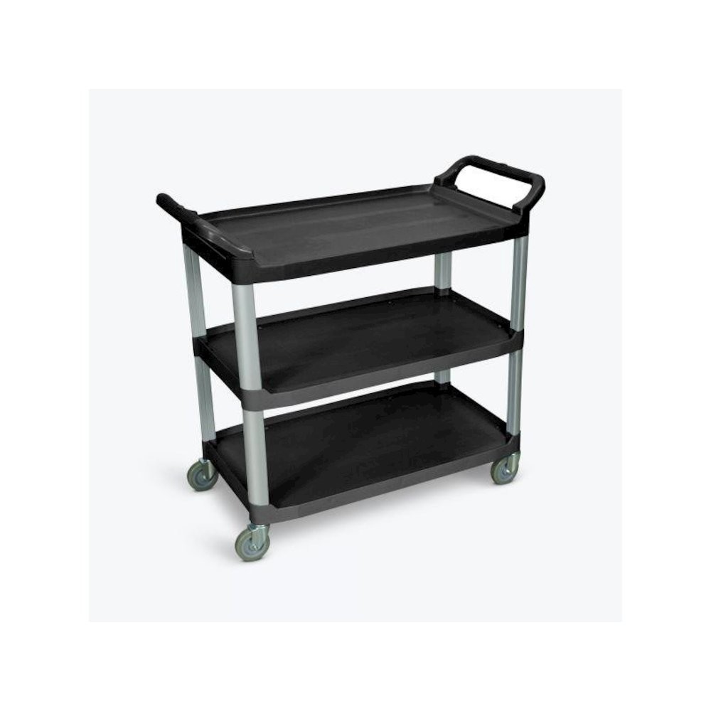 Large 3 Shelf Black Serving Cart