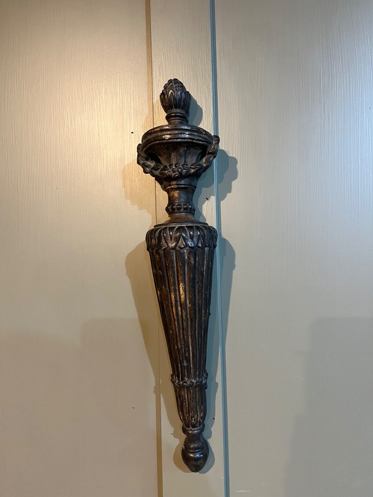 Pair Antique Wall Sconces Decorative Carved Classical Style