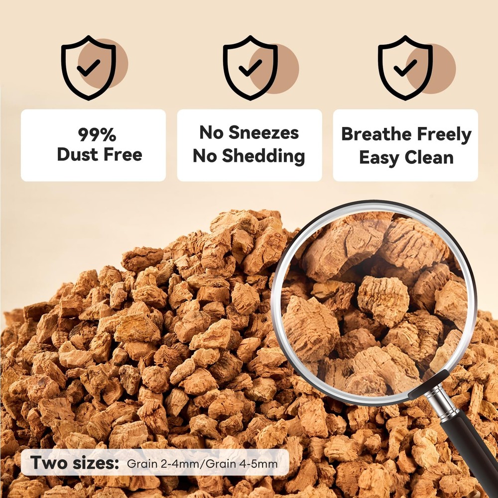 Cork Bedding 5L Natural Hamster Odor Control Substrate Hideout Box 45mm