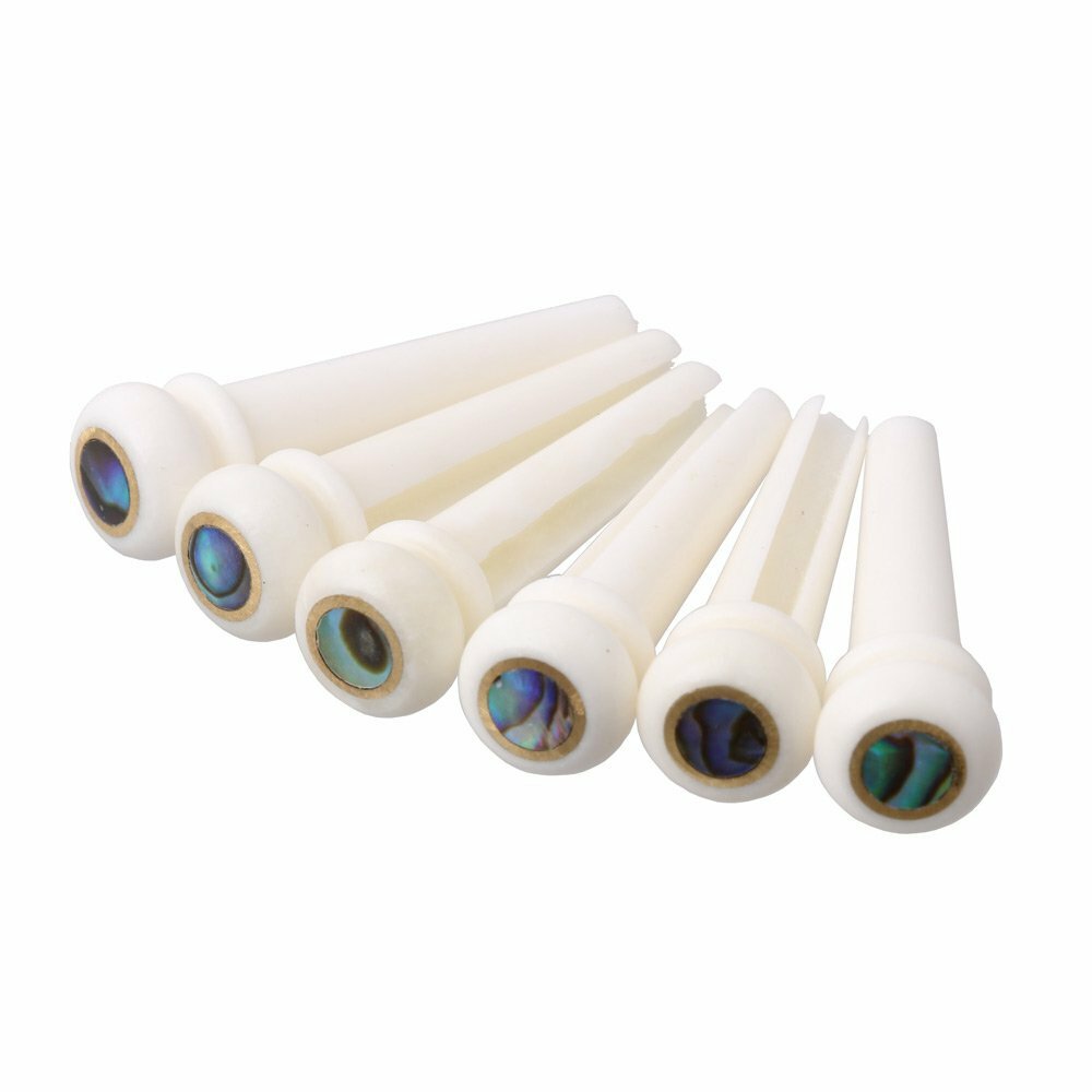 6Pcs Guitar Bone Pin with Green Abalone shell Dot luthier bridge saddle nut DIY