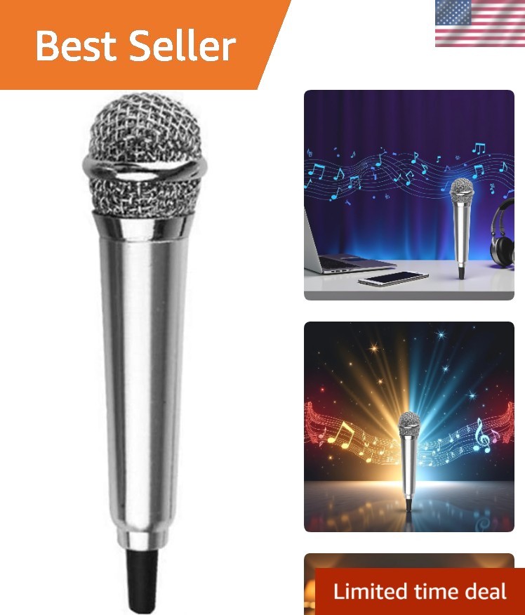 Silver Mini Karaoke Mic - Lightweight Handheld Microphone for Easy Singing