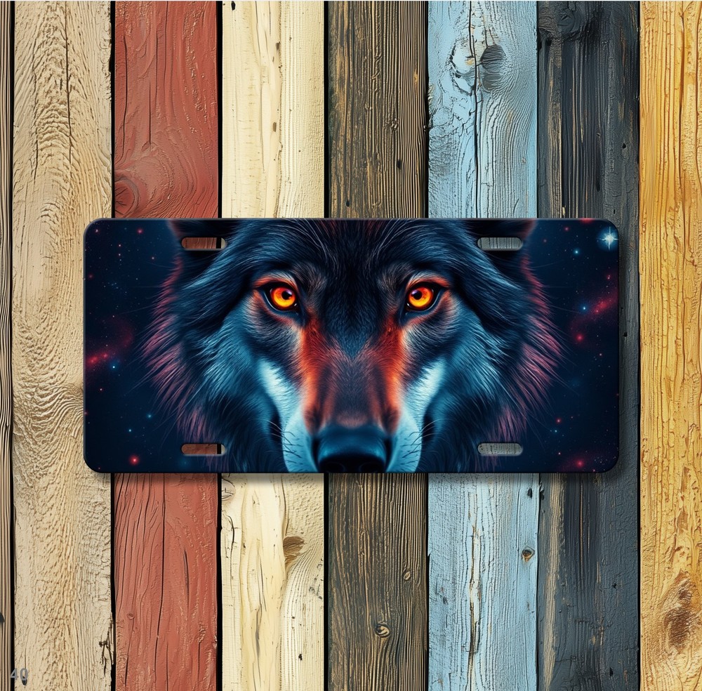 Intense Wolf License Plate Custom Auto Tag Birthday Gift