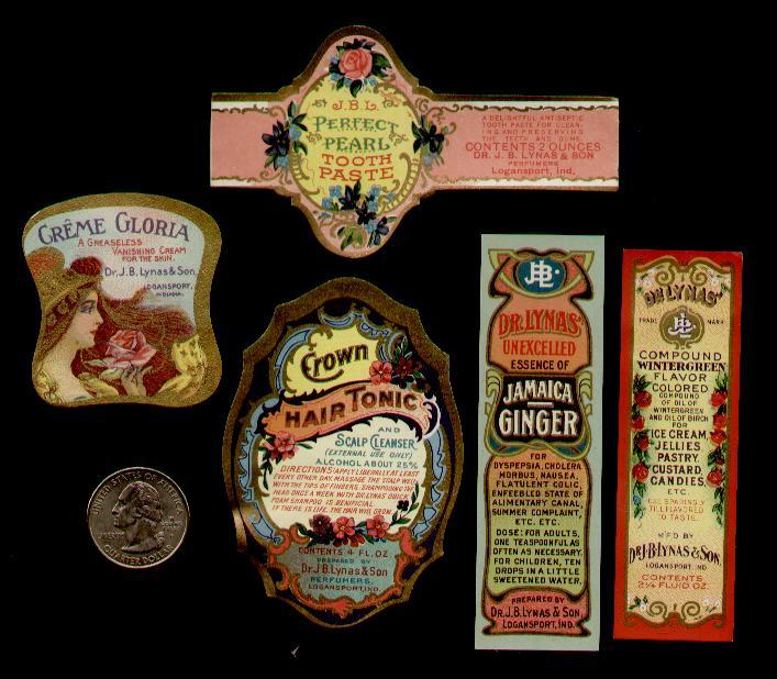 5-DIFF BEAUTY MISC. LABELS 1890s / GOLD GLIT - FLOWERS