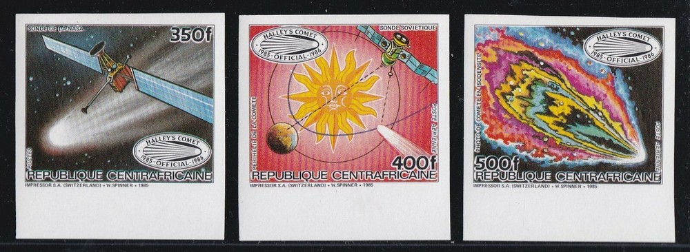 CENTRAL AFRICAN REP 1985 MNH IMPERF SPACE HALLEY'S COMET