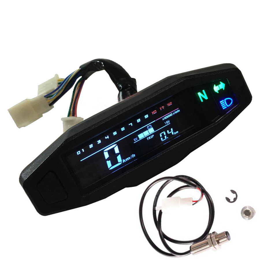 Universal Motorcycle LCD Digital Speeeter & Carburetor Meter Max Speed 199km/h