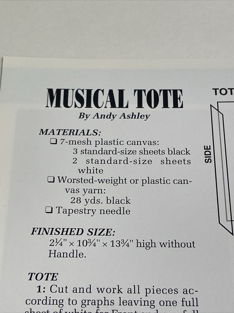 Musical Tote Set Annie's Attic Plastic Canvas Pattern