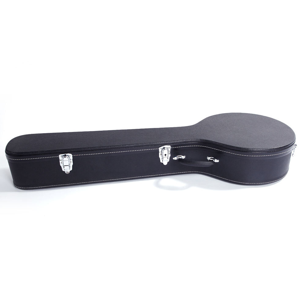 High-quality 5/6-String Microgroove Pattern Leather Wood Banjos Case Black