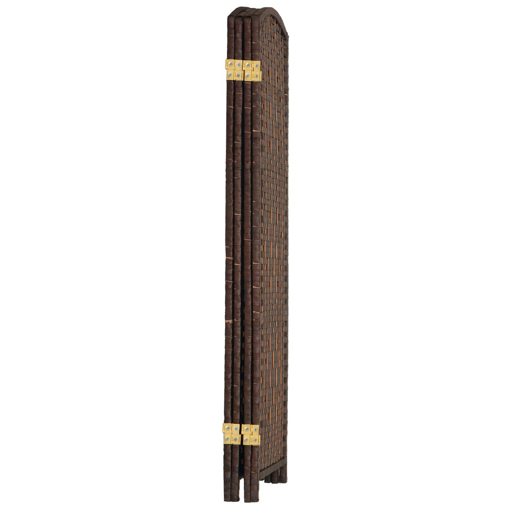 4 ft. Short Diamond Weave Fiber Folding Screen - Dark Mocha - 4 Panel