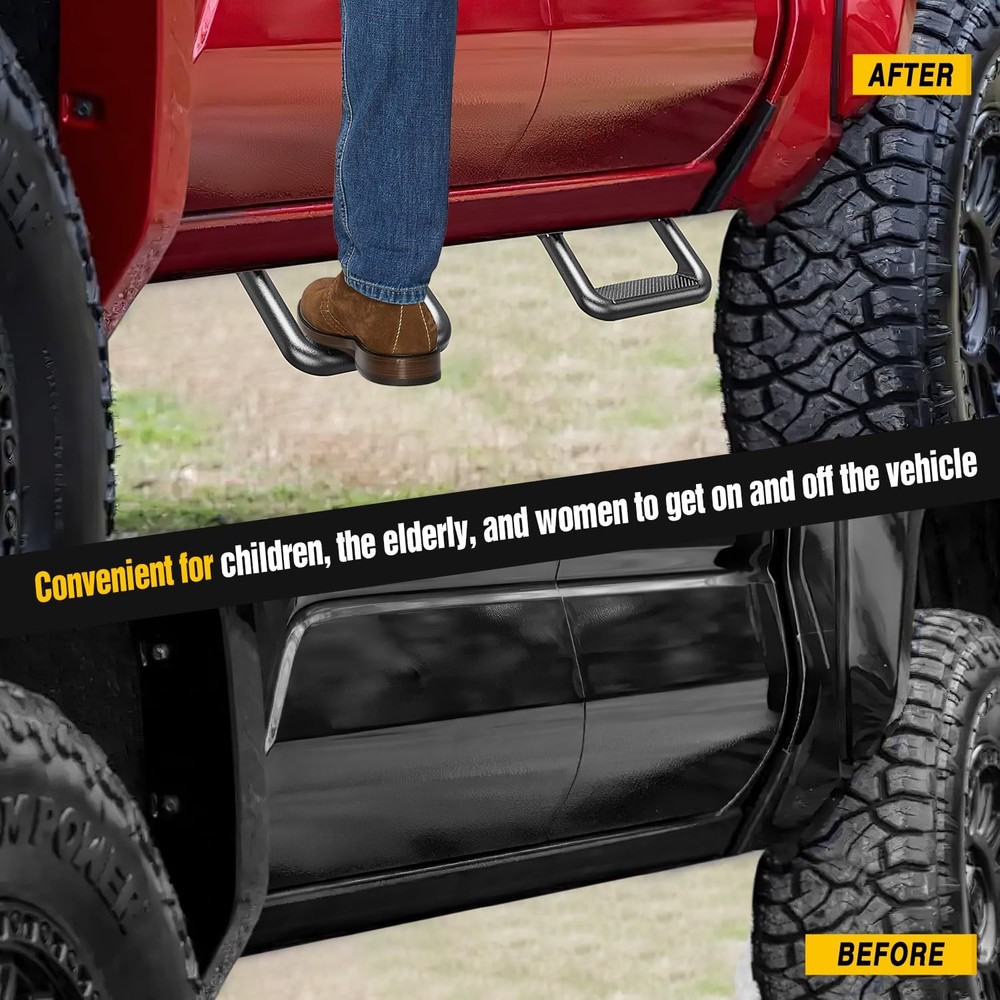 Nilight Universal Side Step Slip-Proof Aluminum Side Hoop Steps Nerf Bars