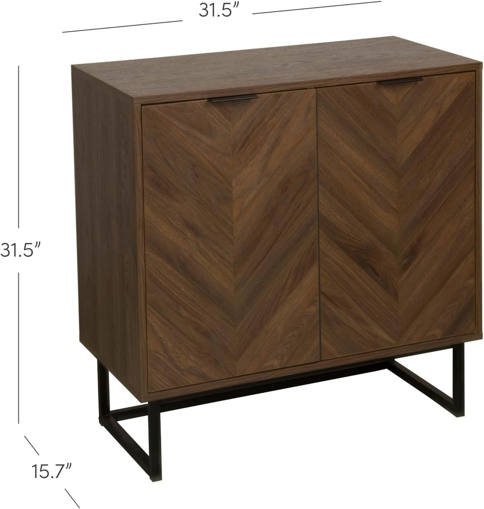 Rustic Walnut Sideboard Buffet Cabinet with Black Metal Base for Any Room