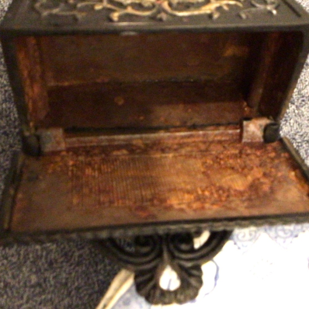 Cast Iron Wall Mount Match Holder Ornate Design