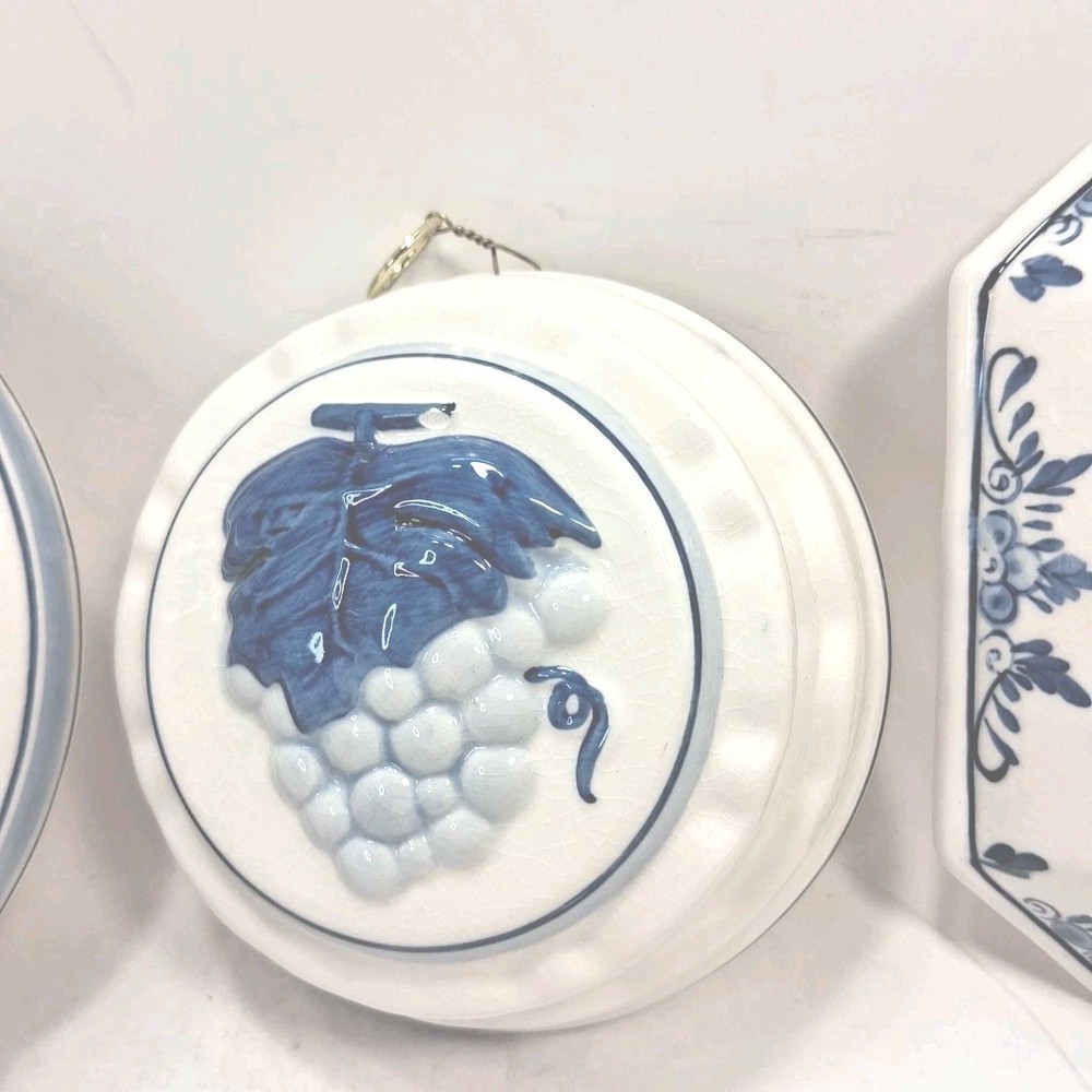 3 Delft Blue Hand Painted Wall Hanaging Molds Decor