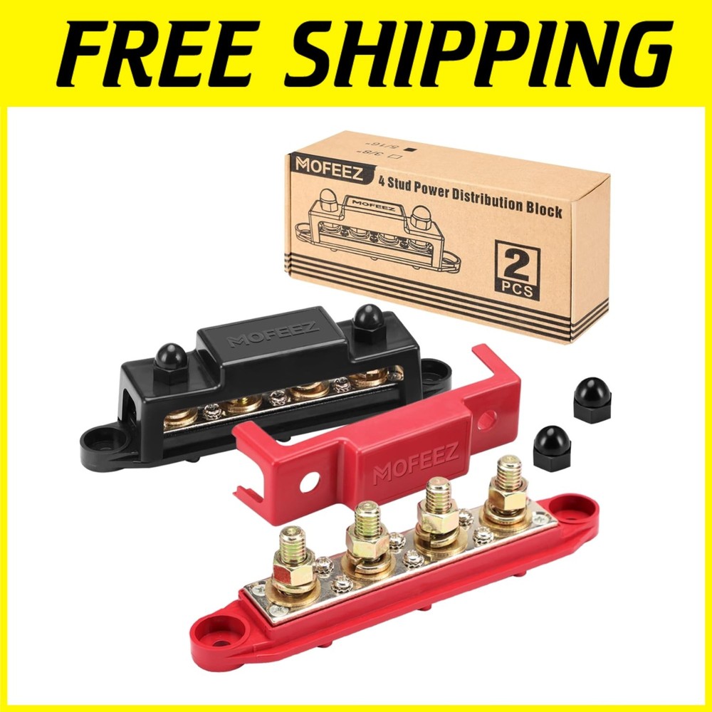 Efficient Power Distribution Block, 48V 250A, Red & Black