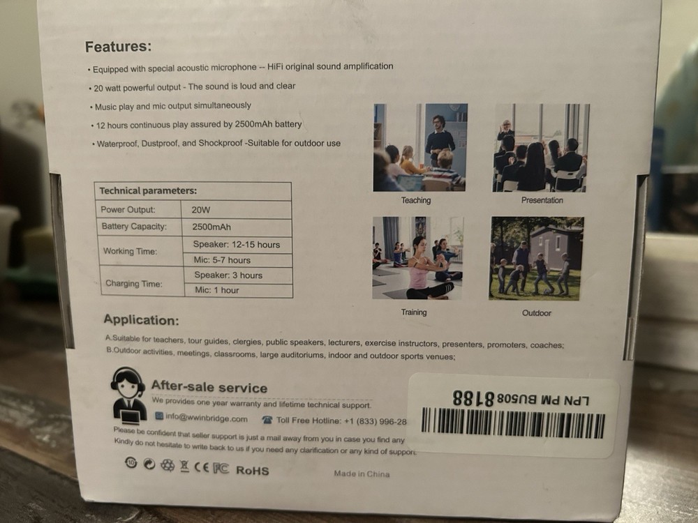 WinBridge: Voice Amplifier Wireless Microphone, 20W Portable PA System