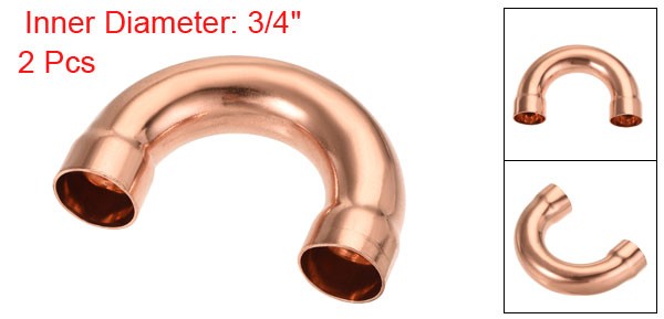 2 pack 180 Degree Return Bend Copper Fitting Elbow Connection 3/4 Inch ID