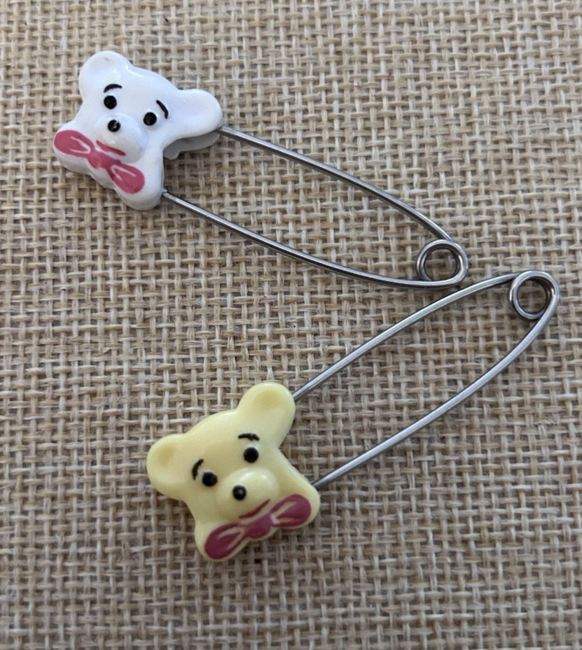 vintage diaper pins bear/ dog large