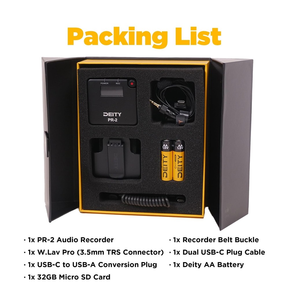 Deity PR-2 Stereo Pocket Audio Recorder Microphone 32-Bit Float Video Recording