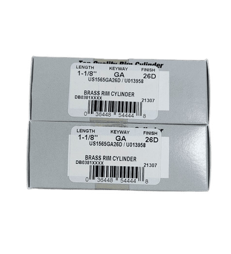 2-PACK US Lock Rim Cylinder Solid Brass GA Keyway Chrome KA2