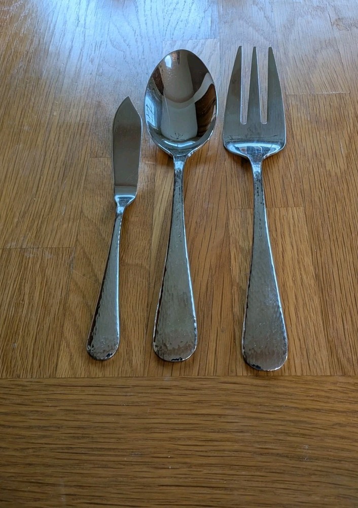 3pc Serving Spoon, Fork  &  Butter  Knife- Reed & Barton RIVER 18/10 Stainless