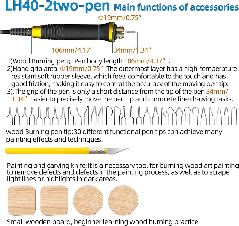 Professional Wood Burning Tool Kit with Adjustable Temperature and Tips